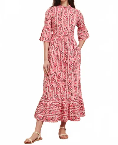 Pink City Prints Savannah Dress In Rosewood Border In Pink