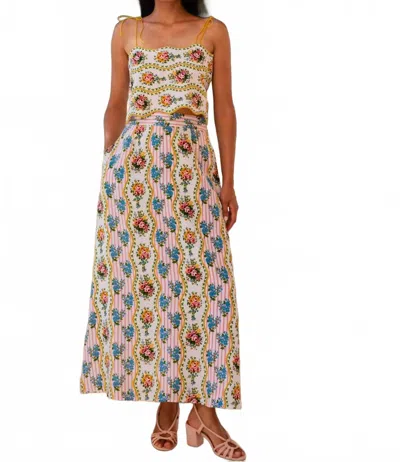 Pink City Prints Sicily Maxi Skirt In Vintage Bouquet In Pink