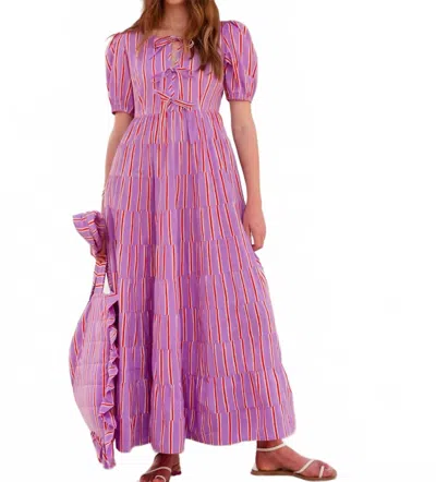 Pink City Prints Sydney Midi Dress In Perfume Stripe In Pink
