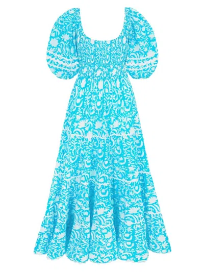 Pink City Prints Women's Begonia Angelina Dress In Blue