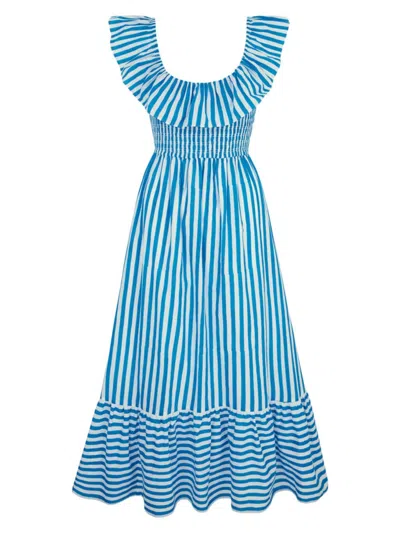 Pink City Prints Women's French Stripe Susie Dress In Blue