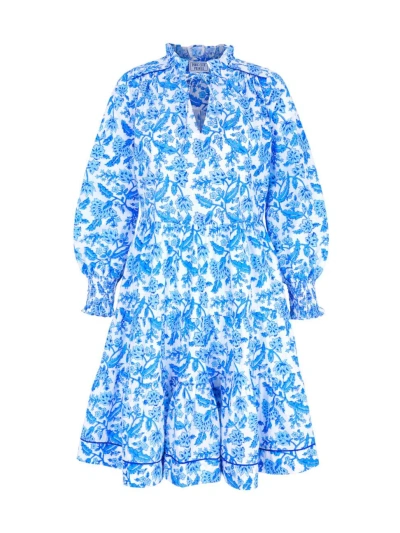 Pink City Prints Women's Ocean Jaal Martha Mini Dress In Blue