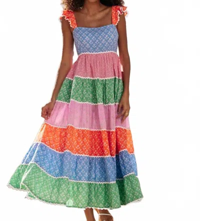 Pink City Prints Xanthe Dress In Rainbow Patchwork In Multi