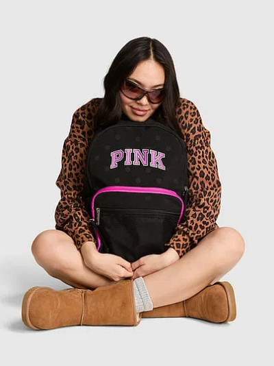 Pink Classic Canvas Backpack In Black