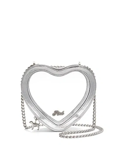 Pink Clear Heart Shoulder Bag In Gold