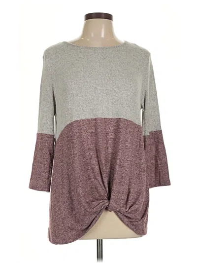 Pre-owned Pink Clover 3/4 Sleeve Top Gray Crew Neck Tops