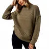Pink Clover Gabriel Mock Neck Textured Sweater In Olive Green In Green