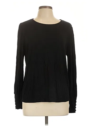 Pre-owned Pink Clover Long Sleeve Top Black Crew Neck Tops