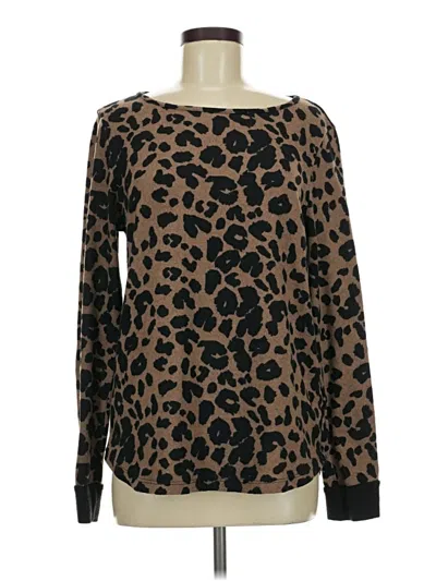 Pre-owned Pink Clover Long Sleeve Top Brown Boatneck Tops