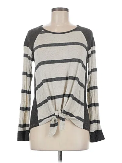 Pre-owned Pink Clover Long Sleeve Top Gray Boatneck Tops