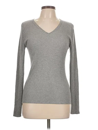 Pre-owned Pink Clover Long Sleeve Top Gray V Neck Tops