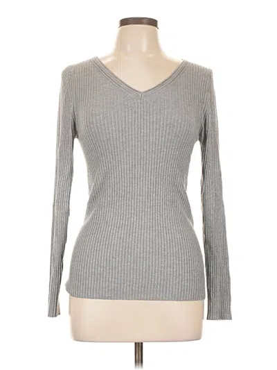 Pre-owned Pink Clover Long Sleeve Top Gray V-neck Tops