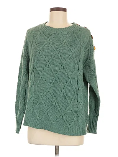 Pre-owned Pink Clover Long Sleeve Top Green Crew Neck Tops
