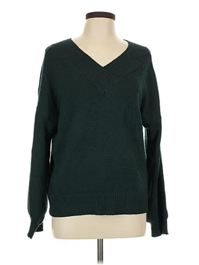 Pre-owned Pink Clover Long Sleeve Top Green V-neck Tops
