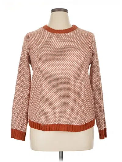 Pre-owned Pink Clover Long Sleeve Top Orange Crew Neck Tops