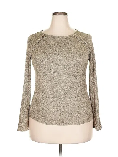 Pre-owned Pink Clover Long Sleeve Top Tan Boatneck Tops In Brown