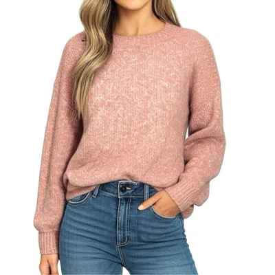 Pink Clover Preppy Crew Neck Pull Over Sweater In Pink