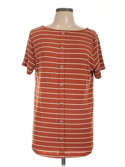 Pre-owned Pink Clover Short Sleeve Henley Shirt In Brown