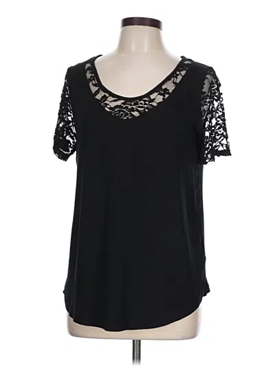 Pre-owned Pink Clover Short Sleeve Top Black Keyhole Neckline Tops