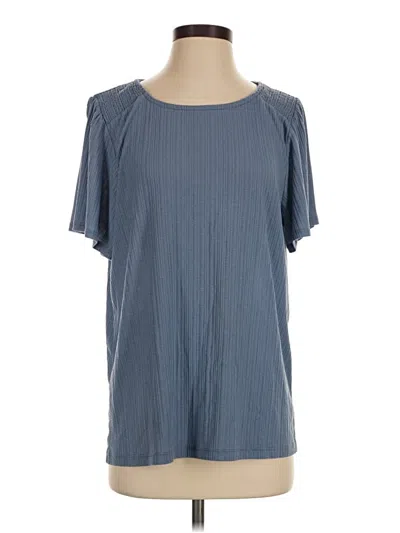 Pre-owned Pink Clover Short Sleeve Top Blue Cold Shoulder Neckline Tops