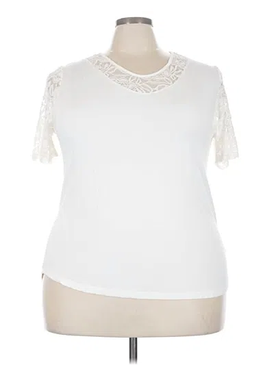 Pre-owned Pink Clover Short Sleeve Top Ivory Mock Neckline Tops