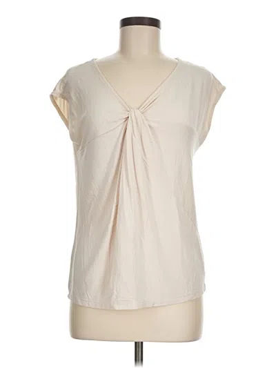 Pre-owned Pink Clover Short Sleeve Top Ivory V Neck Tops In White