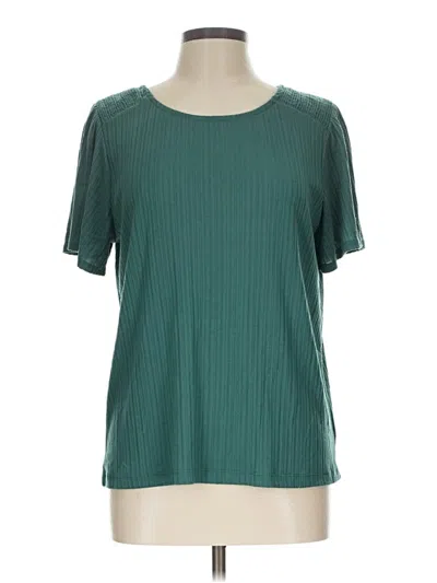 Pre-owned Pink Clover Short Sleeve Top Teal Scoop Neck Tops