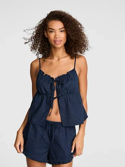 Pink Coastal Cutie Fly-away Cami And Shorts Pajama Set In Black