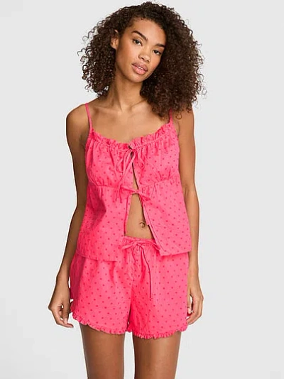 Pink Coastal Cutie Fly-away Cami And Shorts Pajama Set In