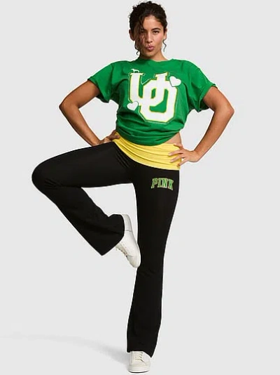 Pink College Collection All-day Cotton™ Bling Foldover Flare Leggings In Black