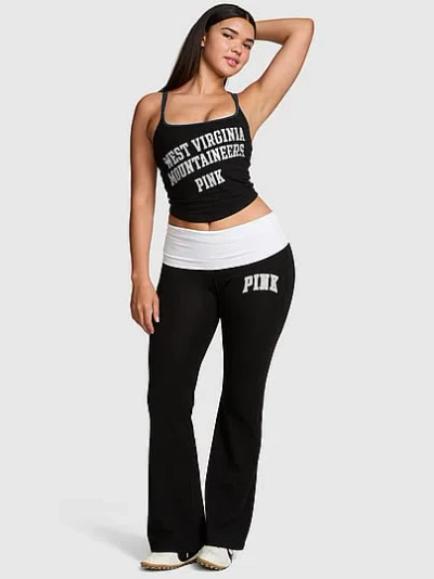 Pink College Collection All-day Cotton™ Bling Foldover Flare Leggings In Black