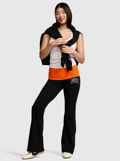 Pink College Collection All-day Cotton™ Bling Foldover Flare Leggings In Black