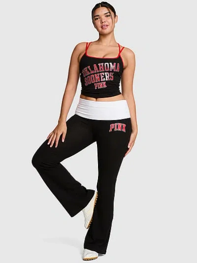 Pink College Collection All-day Cotton™ Bling Foldover Flare Leggings In Black