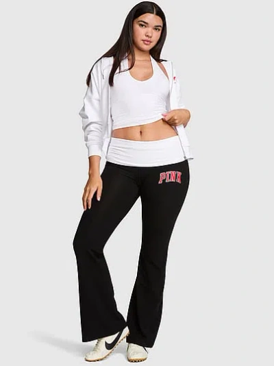 Pink College Collection All-day Cotton™ Bling Foldover Flare Leggings In Black