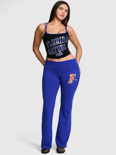 Pink College Collection All-day Cotton™ Bling Foldover Flare Leggings In Blue
