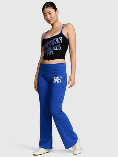 Pink College Collection All-day Cotton™ Bling Foldover Flare Leggings In Blue