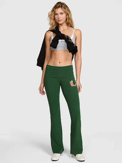 Pink College Collection All-day Cotton™ Bling Foldover Flare Leggings In Green