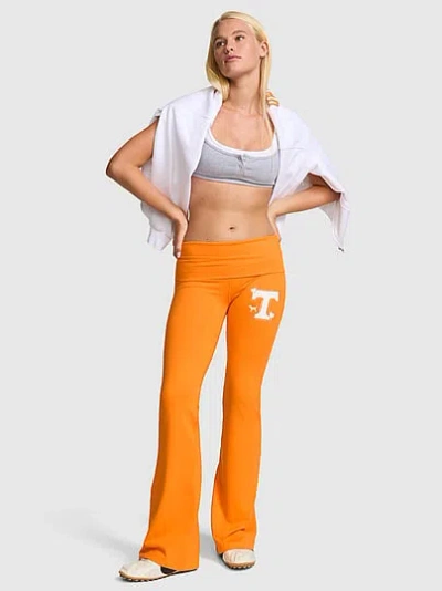 Pink College Collection All-day Cotton™ Bling Foldover Flare Leggings In Orange