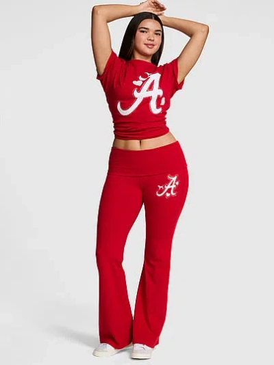 Pink College Collection All-day Cotton™ Bling Foldover Flare Leggings In Red