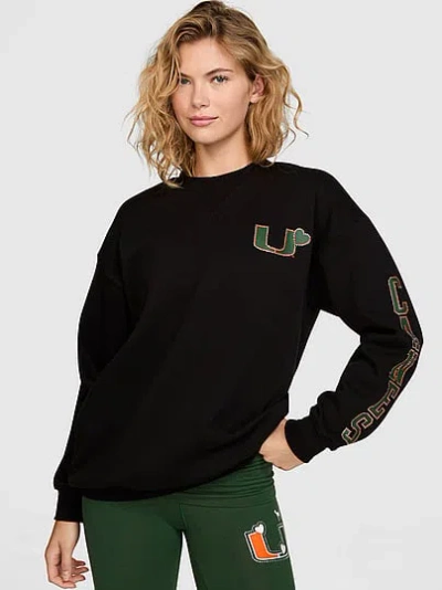 Pink College Collection Campus Fleece™ Bling Crew Sweatshirt In Animal Print