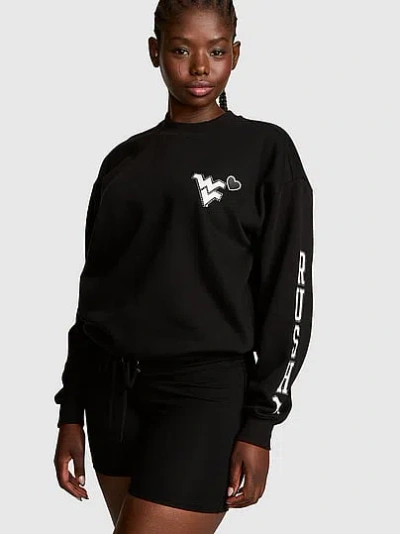 Pink College Collection Campus Fleece™ Bling Crew Sweatshirt In Black