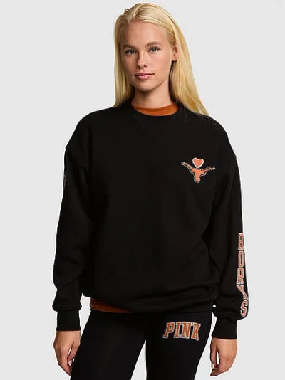 Pink College Collection Campus Fleece™ Bling Crew Sweatshirt In Black