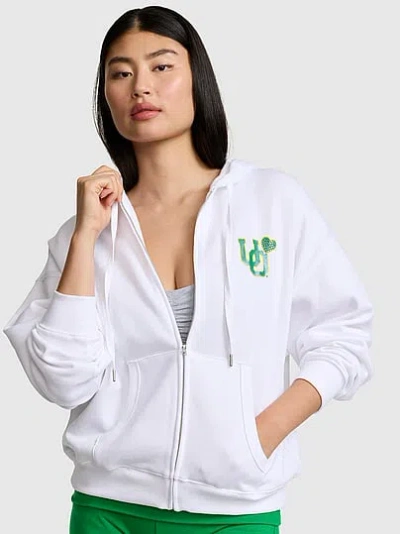 Pink College Collection Campus Fleece™ Bling Full-zip Hoodie In White