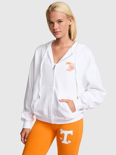 Pink College Collection Campus Fleece™ Bling Full-zip Hoodie In White