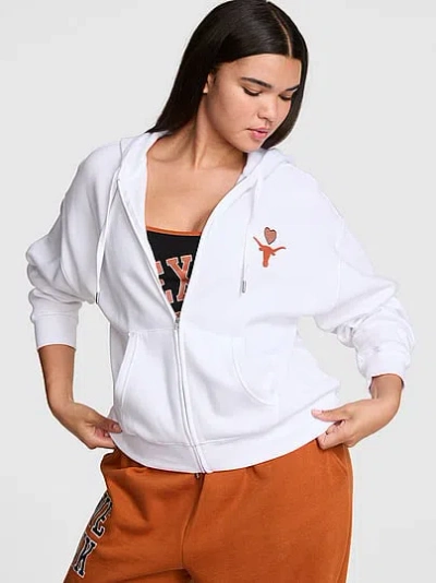 Pink College Collection Campus Fleece™ Bling Full-zip Hoodie In White