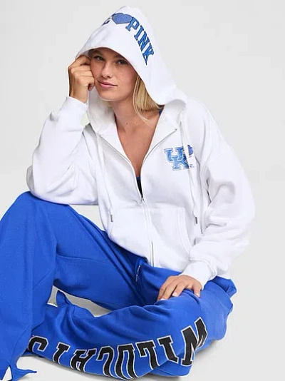 Pink College Collection Campus Fleece™ Bling Full-zip Hoodie In White