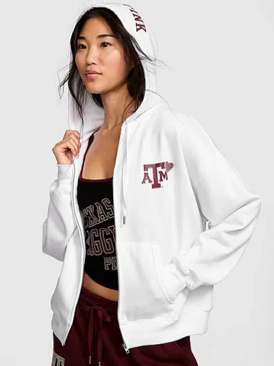 Pink College Collection Campus Fleece™ Bling Full-zip Hoodie In White