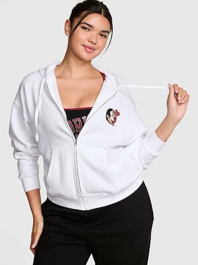 Pink College Collection Campus Fleece™ Bling Full-zip Hoodie In White