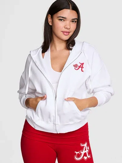 Pink College Collection Campus Fleece™ Bling Full-zip Hoodie In White