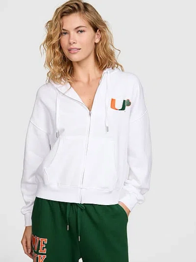 Pink College Collection Campus Fleece™ Bling Full-zip Hoodie In White